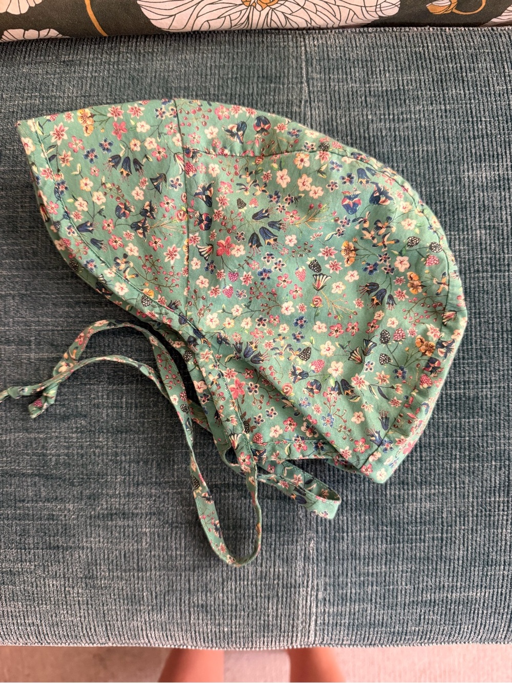 Briar Baby Kids Floral Sun Bonnet - Green Liberty of London Tana Lawn Cotton